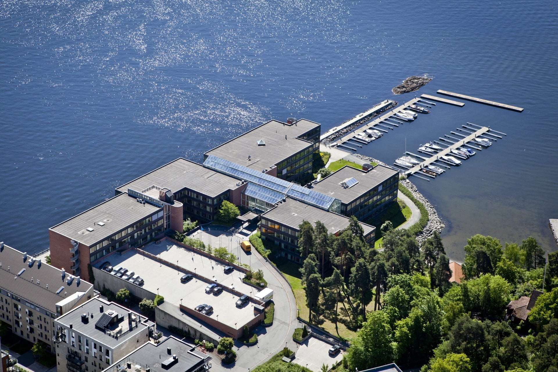 Drone image of property on Strandveien in Lysaker