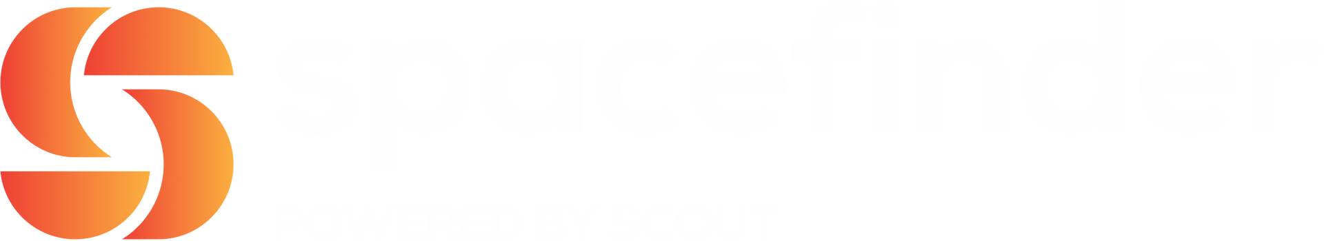Hvit Logo av Spacefinder, en tjeneste av Scout Eiendom